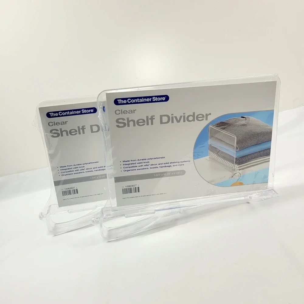 The Container Store Clear Shelf Divider with Valet Knob 1-3/4